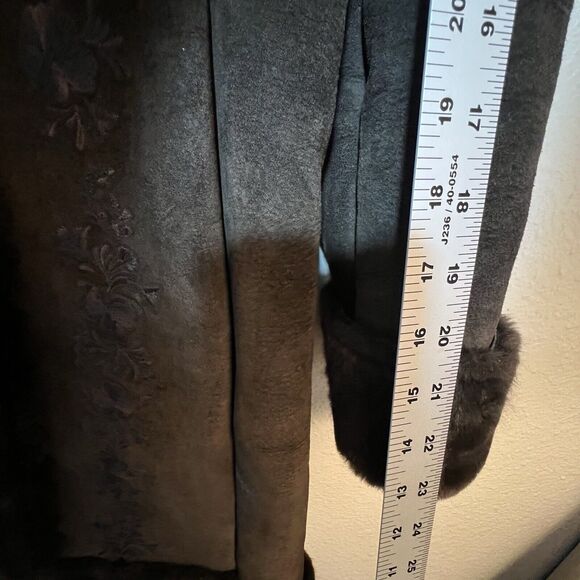 Guess Womens Vintage Brown Suede Floral Embroidered Coat Size S - Picture 5 of 8